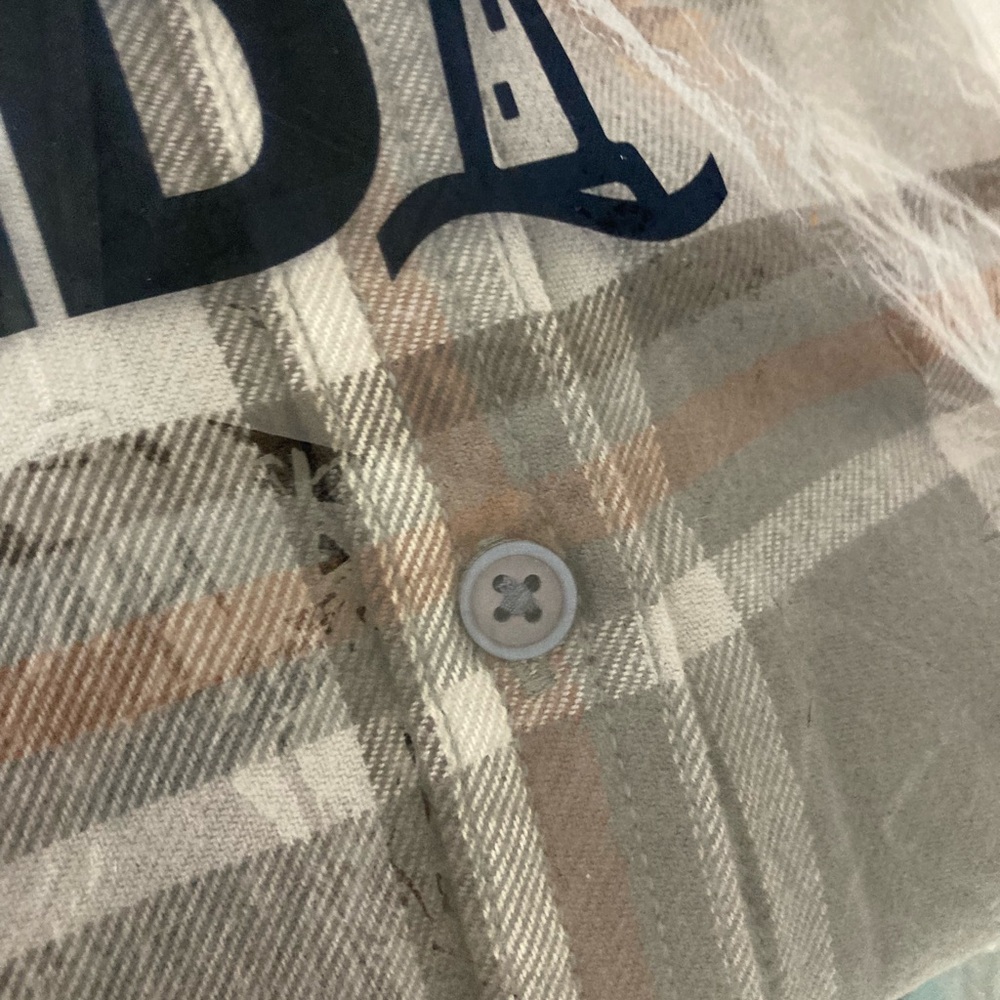 Lands' End womens Gray and Brown flannel Plaid Shirt - Picture 3 of 3